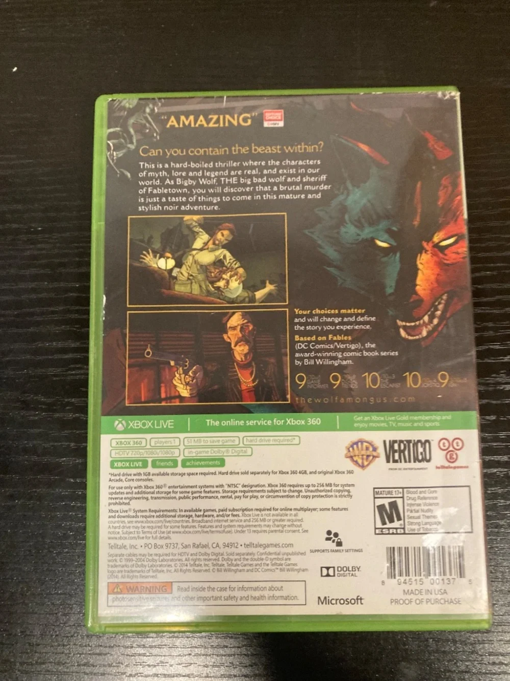 The Wolf Among Us (Microsoft Xbox 360, 2014)